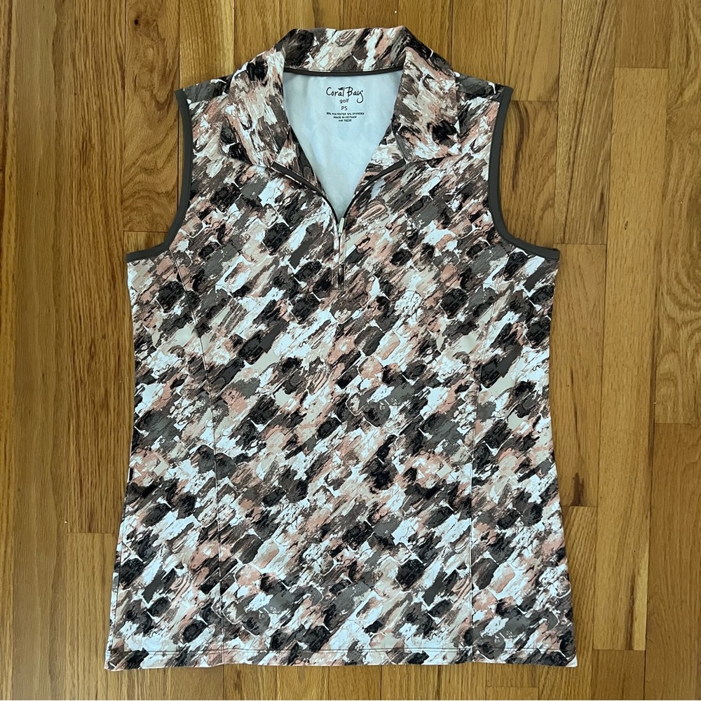 Coral Bay Golf Sleeveless Zip Top | Size PS